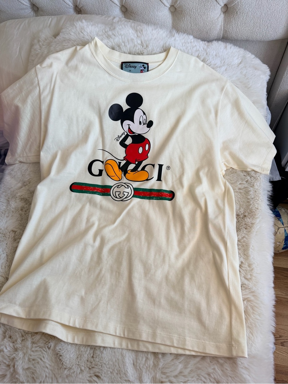 Cream Mickey Graphic Short Sleeve Tee for Kids